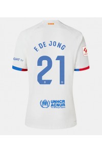 Fotbalové Dres Barcelona Frenkie de Jong #21 Dámské Venkovní Oblečení 2023-24 Krátký Rukáv